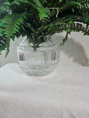 Vintage 6.7lb Oversized Crystal Bubble Vase Scalloped & Vertical Line Design